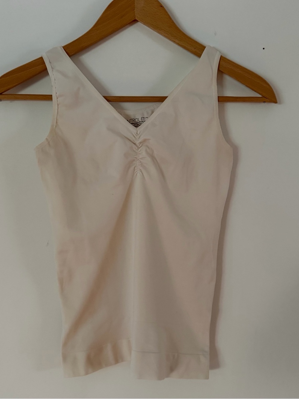 Maidenform Control It Shapewear Tank 2XL White Ruched V Neck Compression